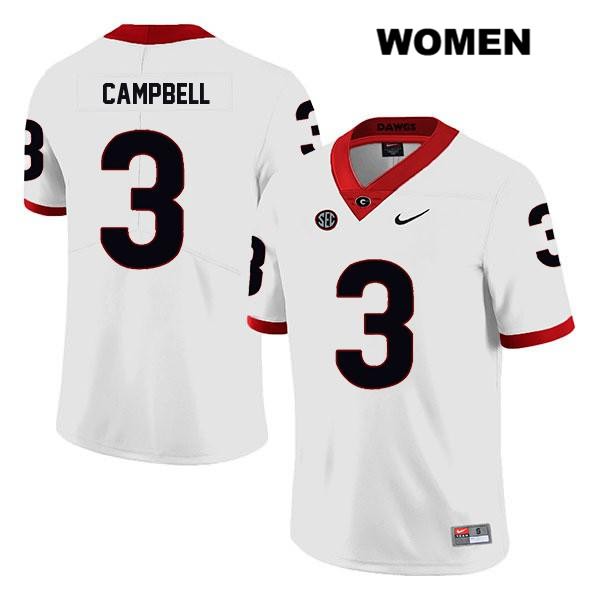 Georgia Bulldogs Women's Tyson Campbell #3 NCAA Legend Authentic White Nike Stitched College Football Jersey CEF5556FH